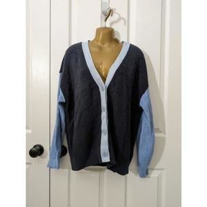 NWT TALBOTS Cotton Sweater Cardigan Nautical Coastal Sz XL Blue